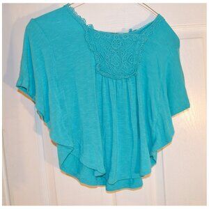 Art Class Blue Cropped Top Pullover Blouse Short Sleeve Child Girl's Size M 7/8